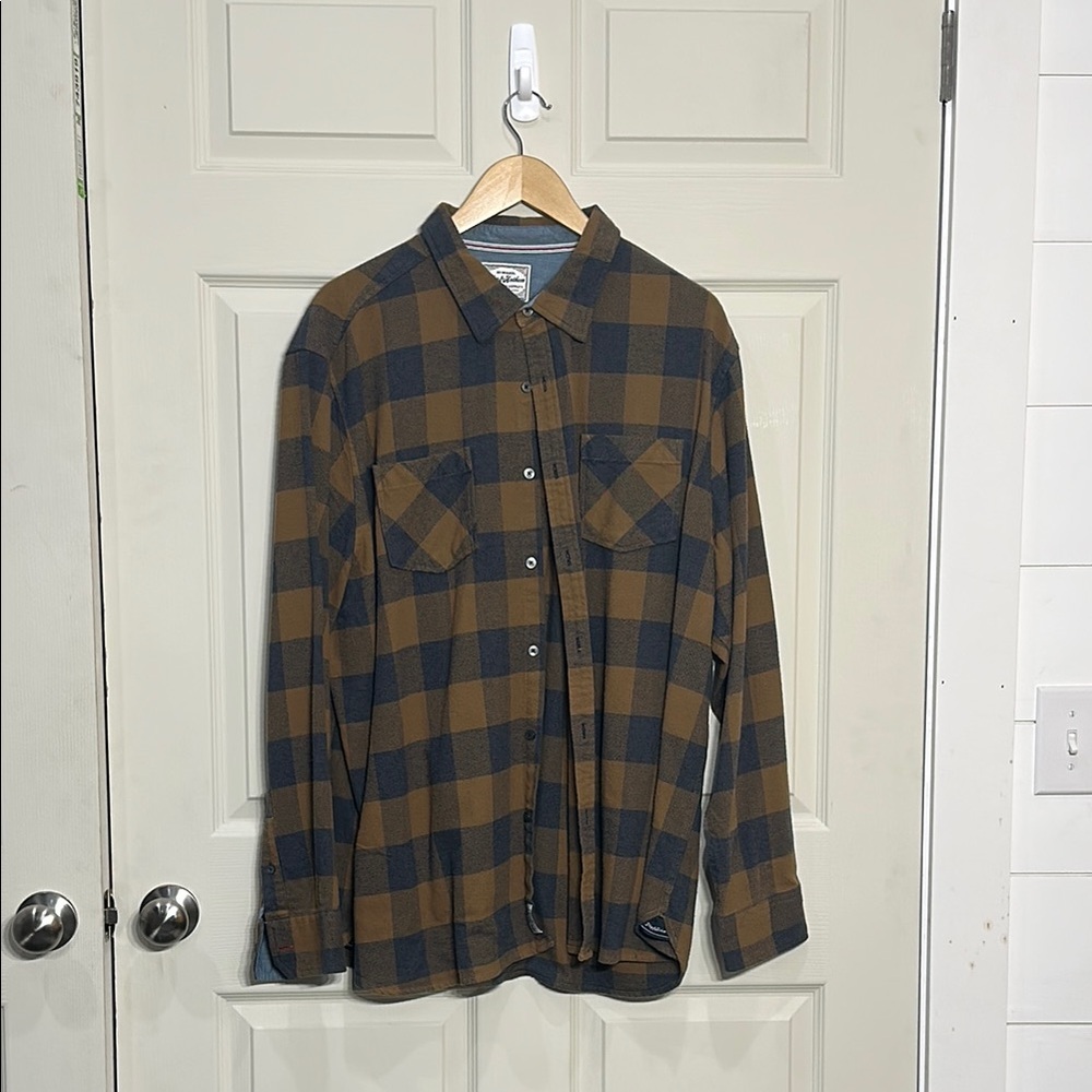 Brown and Black Casual Button Down Shirt with Soft Flannel Texture